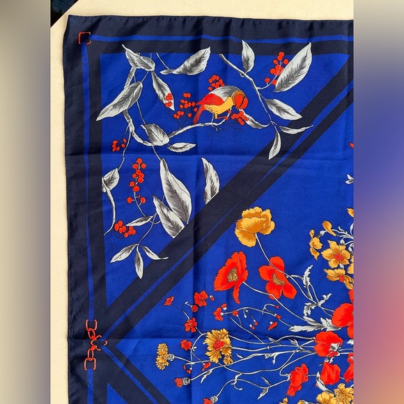 💐🟦Sunkyung Sa Silk Scarf | Yellow/Orange Bouquets | 29" Square | Vtg Japanese - Picture 10 of 17